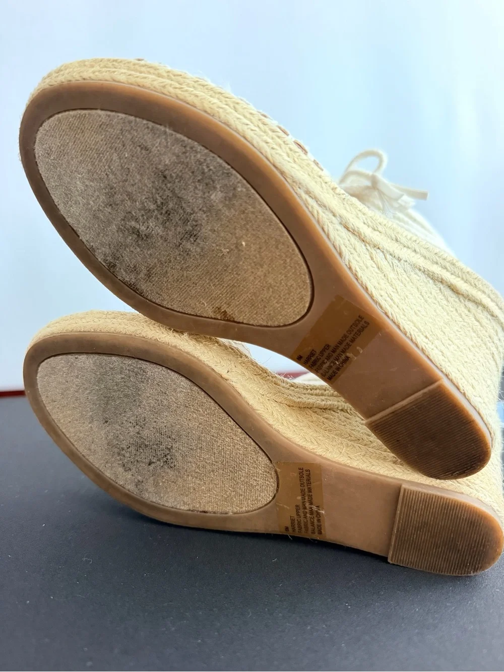 Rampage Cream Embroidered Lace-Up Espadrille Wedge Sandals
